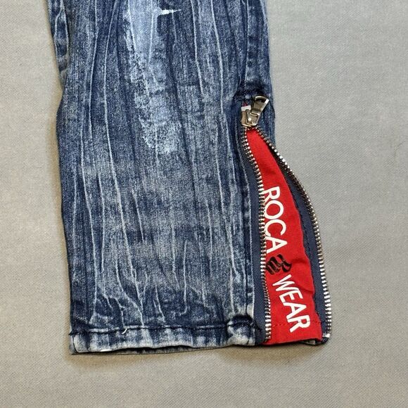 Vintage Y2K Rocawear Jeans Mens Stone Washed Distressed Thrashed Size 34/32 - Picture 2 of 9